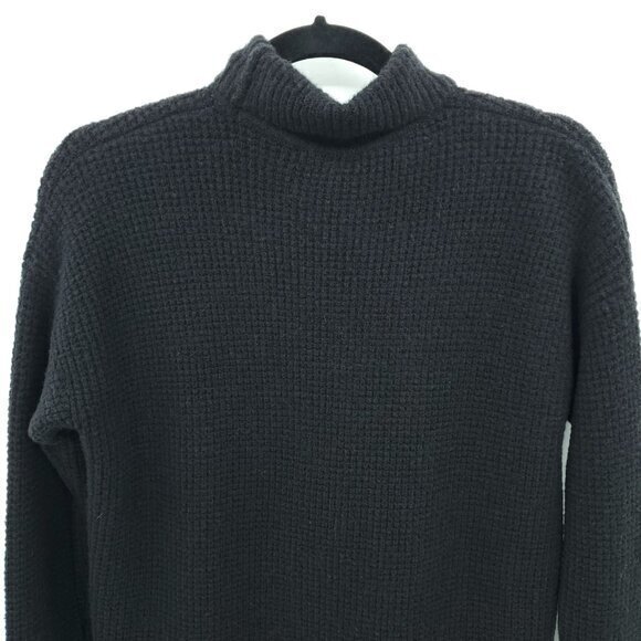 Madewell Merino Wool/Alpaca-Blend Waffle Knit Mock/Turtleneck Sweater S Black - Picture 11 of 15